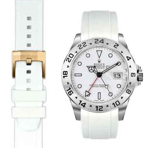 Curved End Rubber Strap for Rolex Explorer II with Tang Buckle