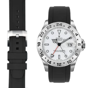 Curved End Rubber Strap for Rolex Explorer II with Tang Buckle