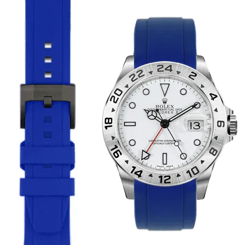 Curved End Rubber Strap for Rolex Explorer II with Tang Buckle