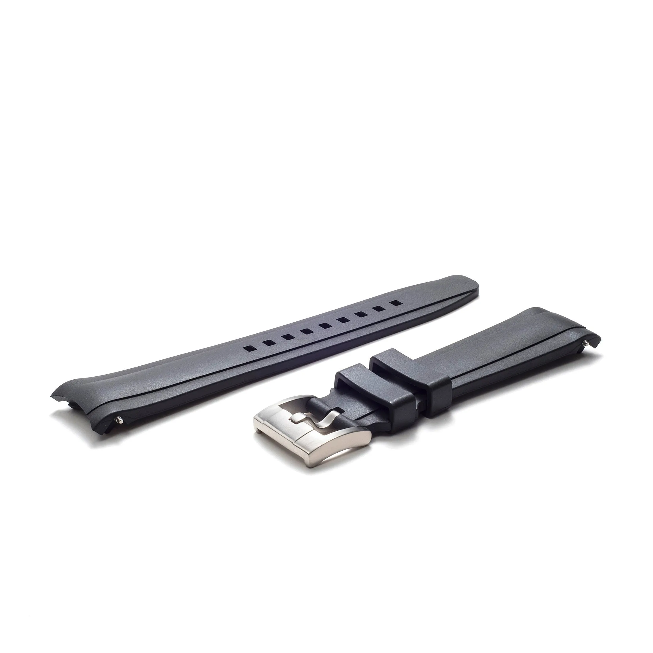 Curved End Rubber Strap for Rolex Explorer II with Tang Buckle