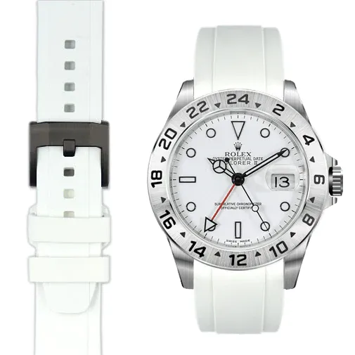 Curved End Rubber Strap for Rolex Explorer II with Tang Buckle
