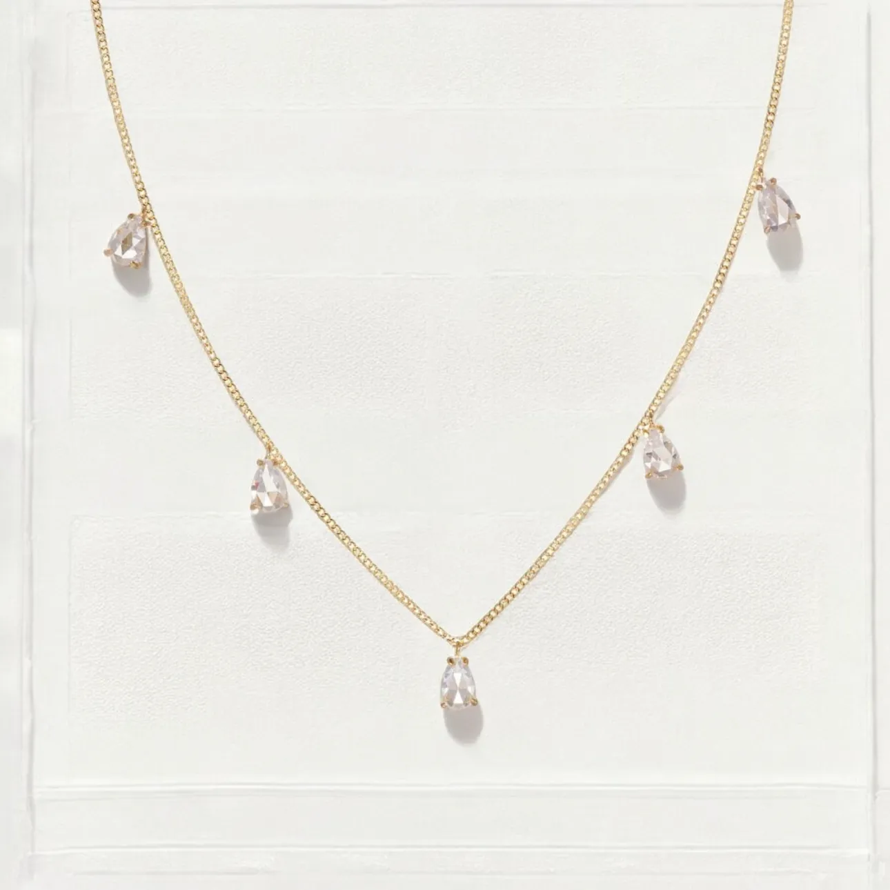 Dainty Crystal Drop Choker- 14k Gold Vermeil