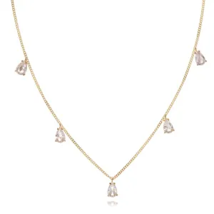 Dainty Crystal Drop Choker- 14k Gold Vermeil