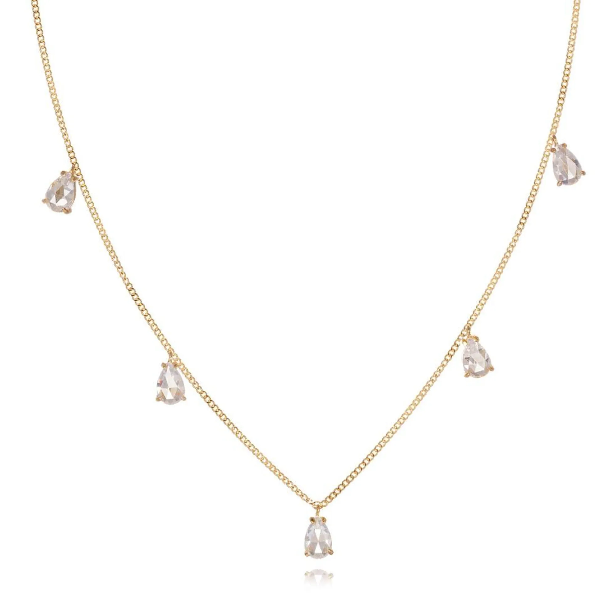 Dainty Crystal Drop Choker- 14k Gold Vermeil