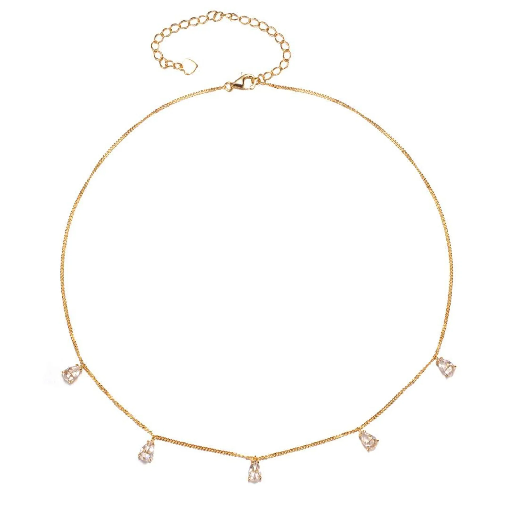 Dainty Crystal Drop Choker- 14k Gold Vermeil
