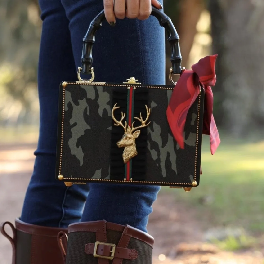 Deer in Glamoflage w/ Bamboo Handles Handbag