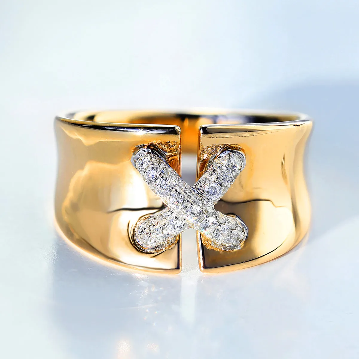 Diamond Corset Stitch Criss Cross X Ring