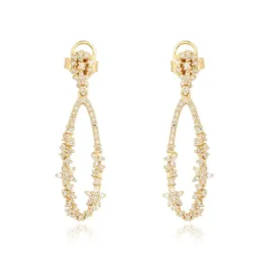 Diamond Flower Drop Earrings