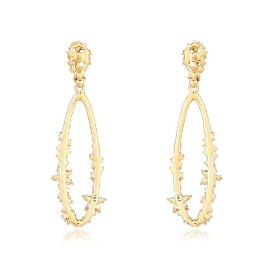 Diamond Flower Drop Earrings