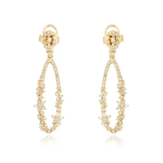 Diamond Flower Drop Earrings