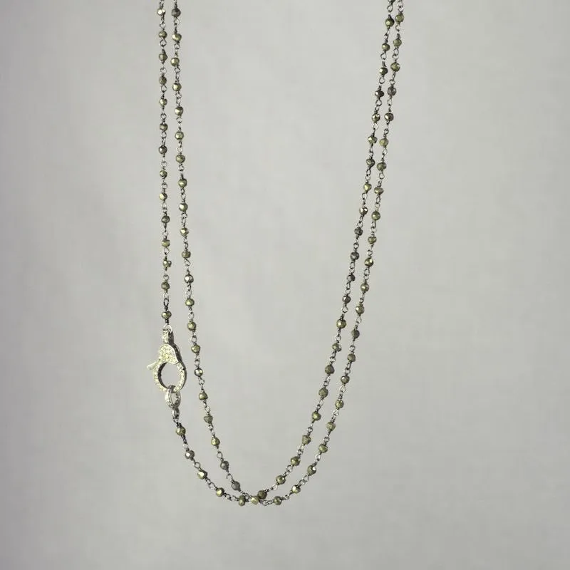 Diamond Statement Clasp Hematite Necklace