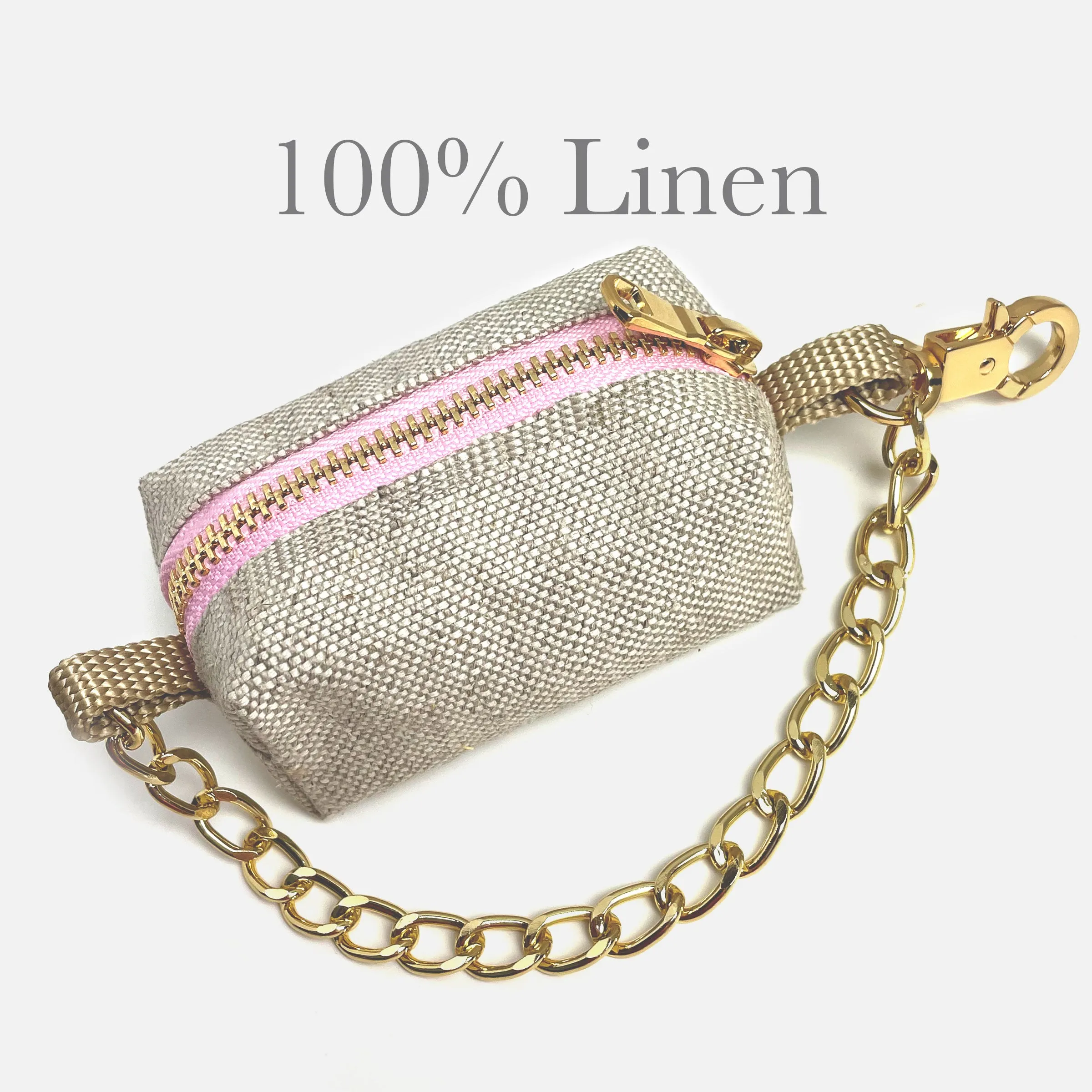 Dog poop bag dispenser ~ 100% Linen Canvas