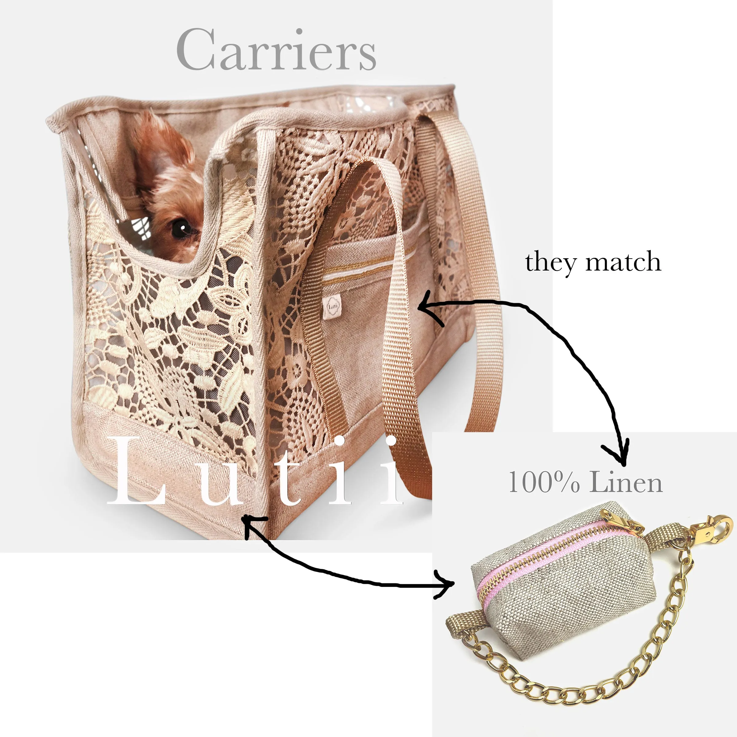 Dog poop bag dispenser ~ 100% Linen Canvas