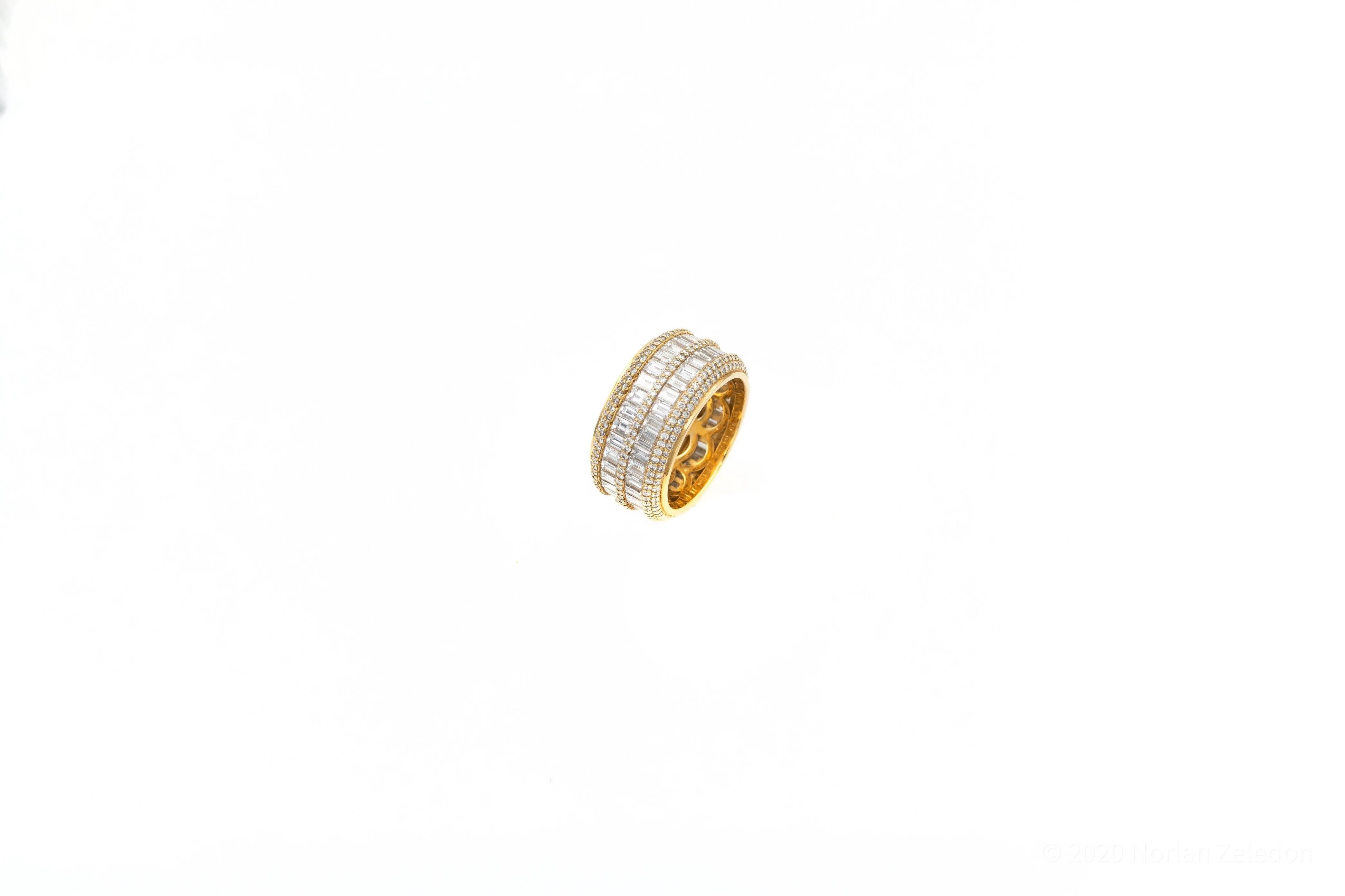 Double Baguette Row Gold Ring