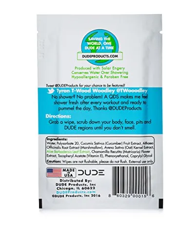 DUDE Shower Body Wipes