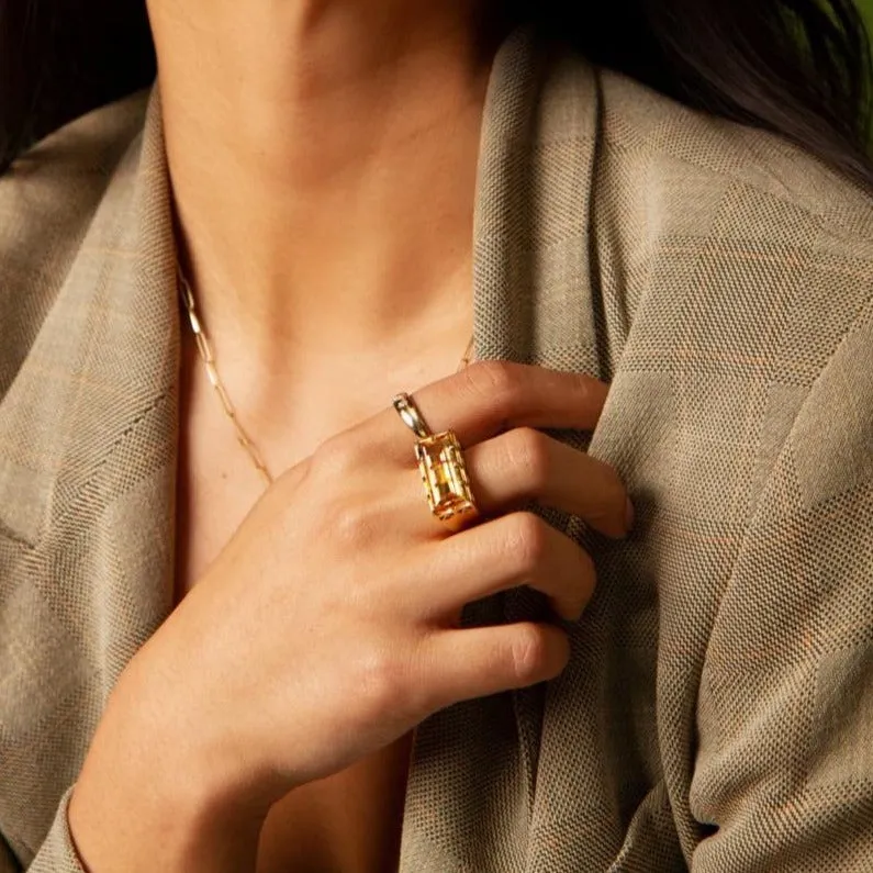 EAST WEST STATEMENT RING | CITRINE
