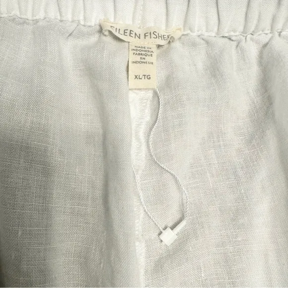 EILEEN FISHER white 100% Organic Linen Drawstring Shorts Womens Size XL