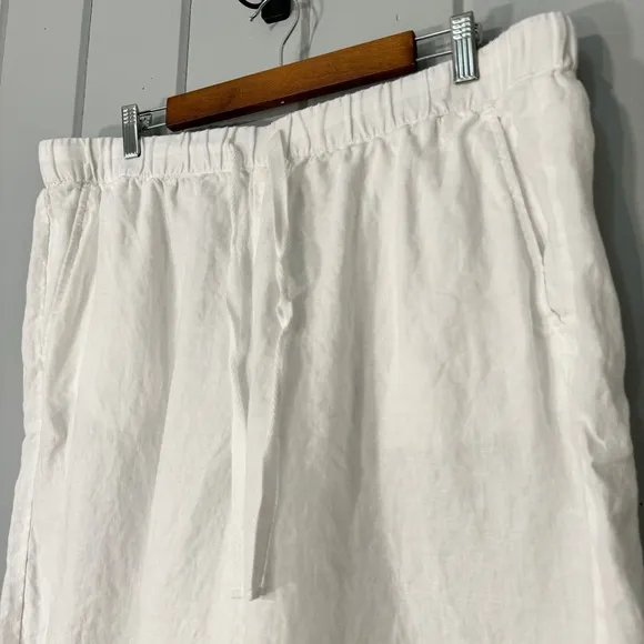 EILEEN FISHER white 100% Organic Linen Drawstring Shorts Womens Size XL