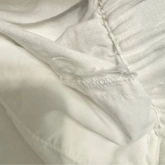 EILEEN FISHER white 100% Organic Linen Drawstring Shorts Womens Size XL