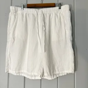 EILEEN FISHER white 100% Organic Linen Drawstring Shorts Womens Size XL