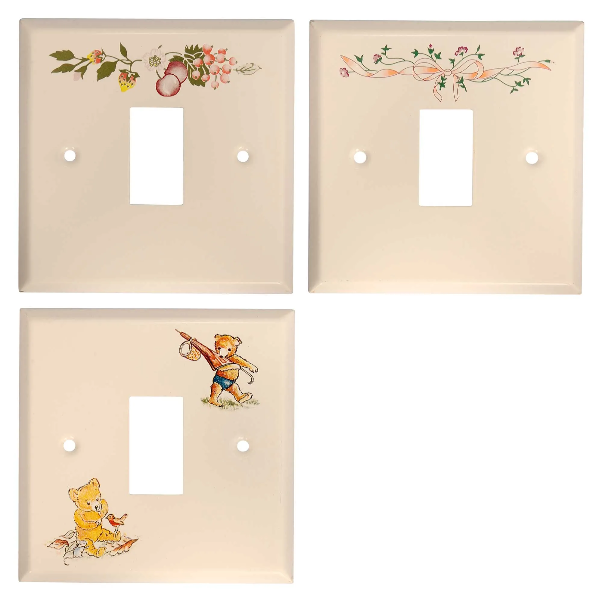 ElekTek Light Switch Conversion Cover Plate Single White Fresh Fruit Eternal Beau Teddy Bear