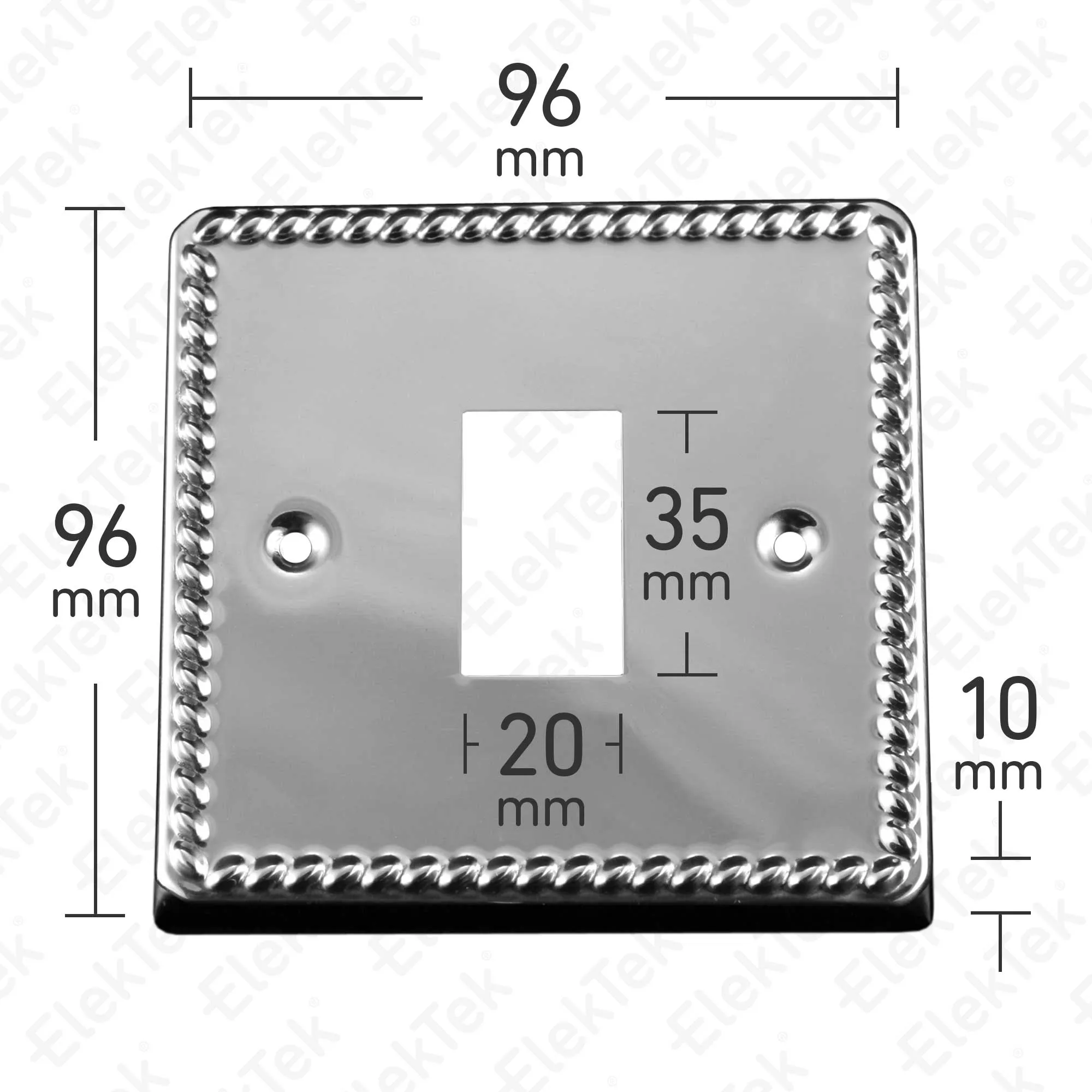 ElekTek Light Switch Conversion Metal Cover Plate Georgian Rope Brass No Wiring Single/Double