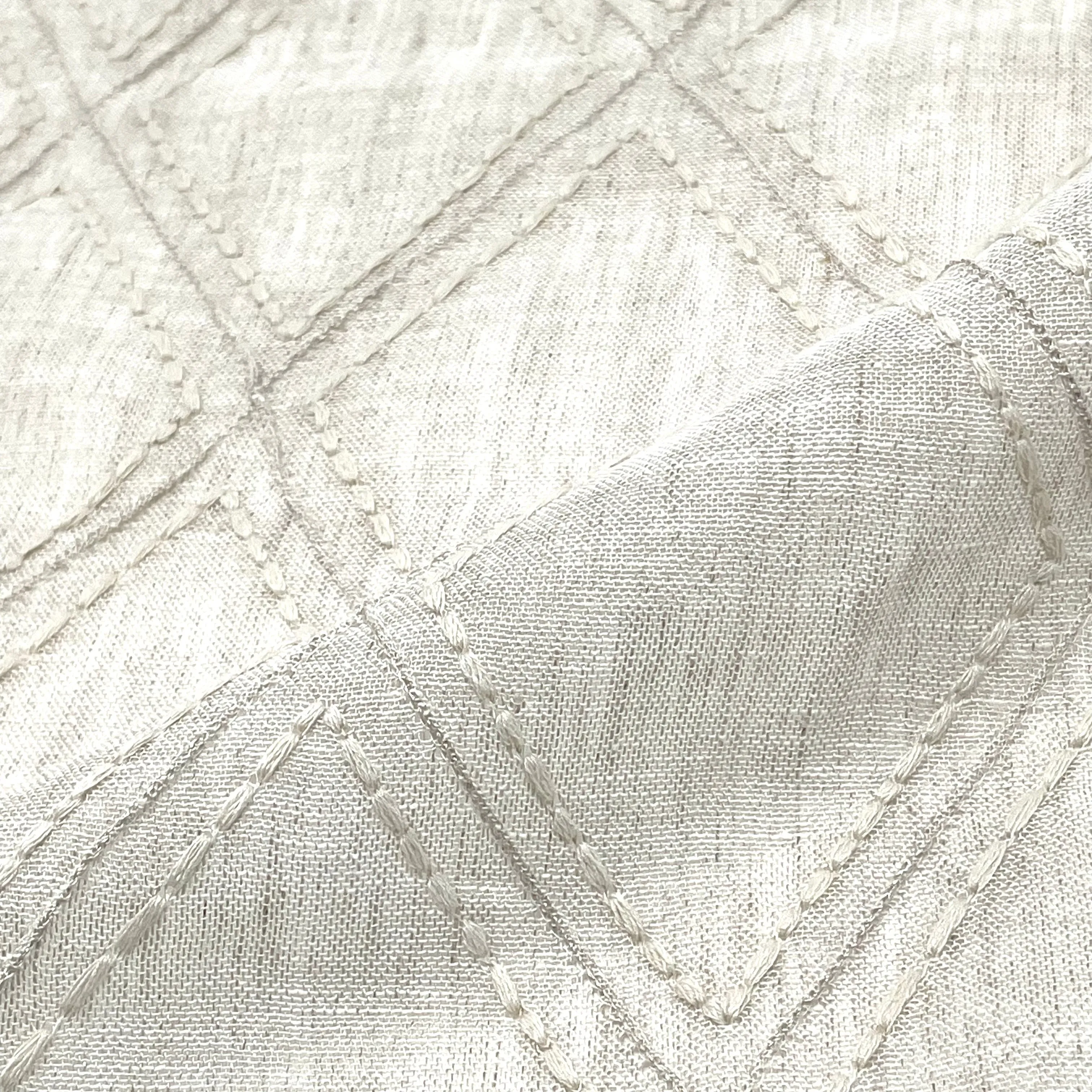 Embroidery Geometric Blend Linen Sheer Flat Roman Shade, Window treatment/CL1078