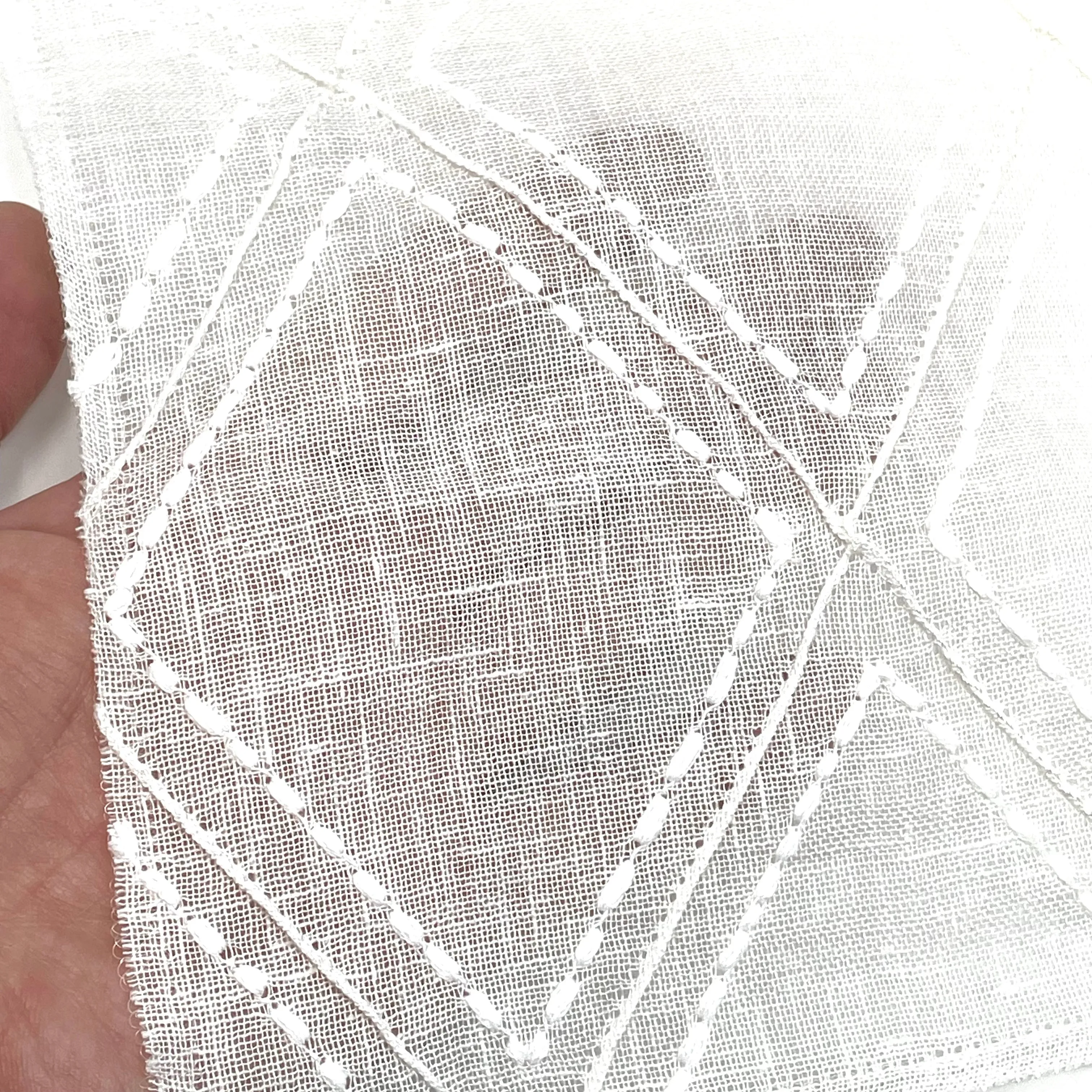 Embroidery Geometric Blend Linen Sheer Flat Roman Shade, Window treatment/CL1078