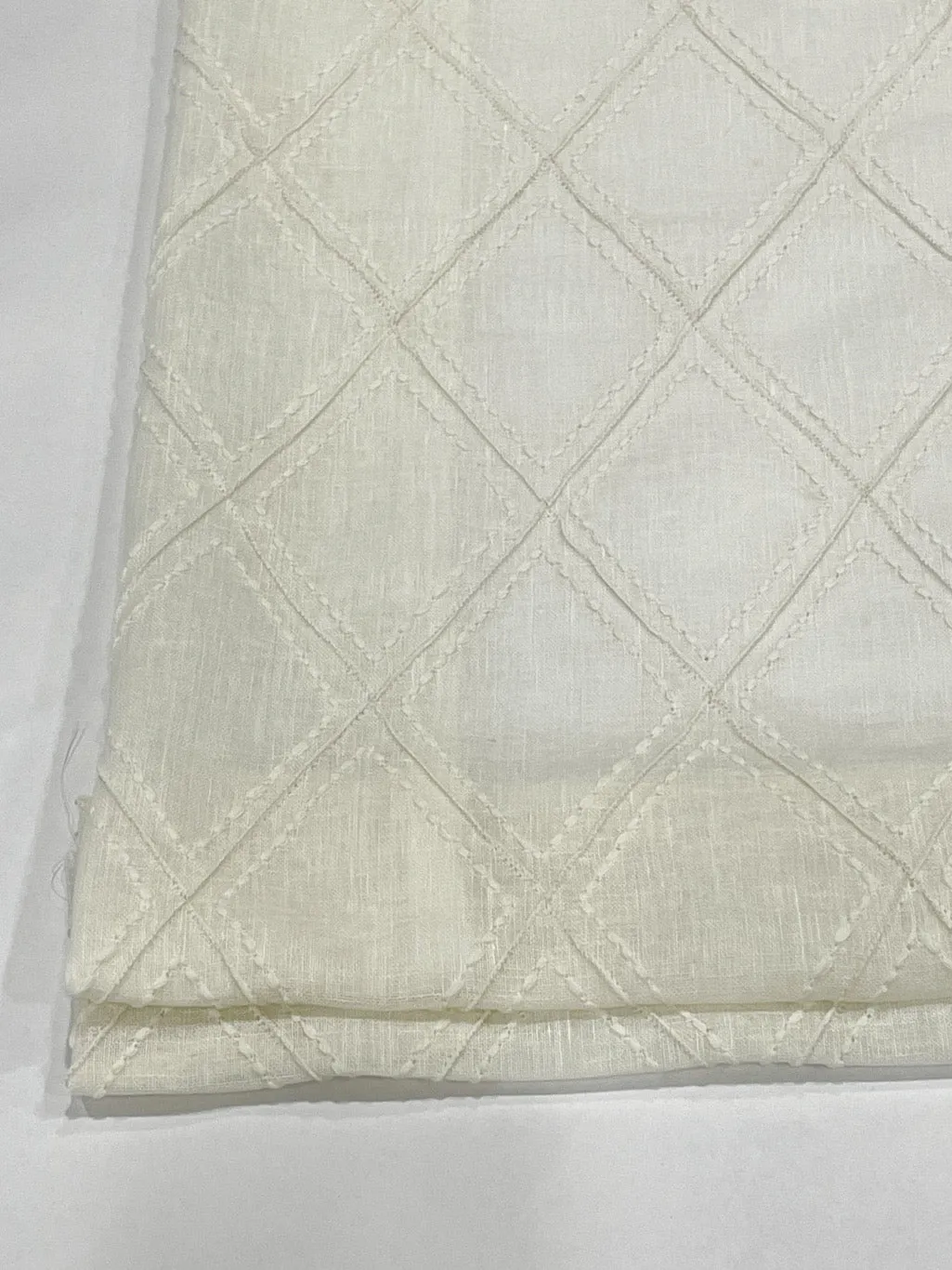 Embroidery Geometric Blend Linen Sheer Flat Roman Shade, Window treatment/CL1078
