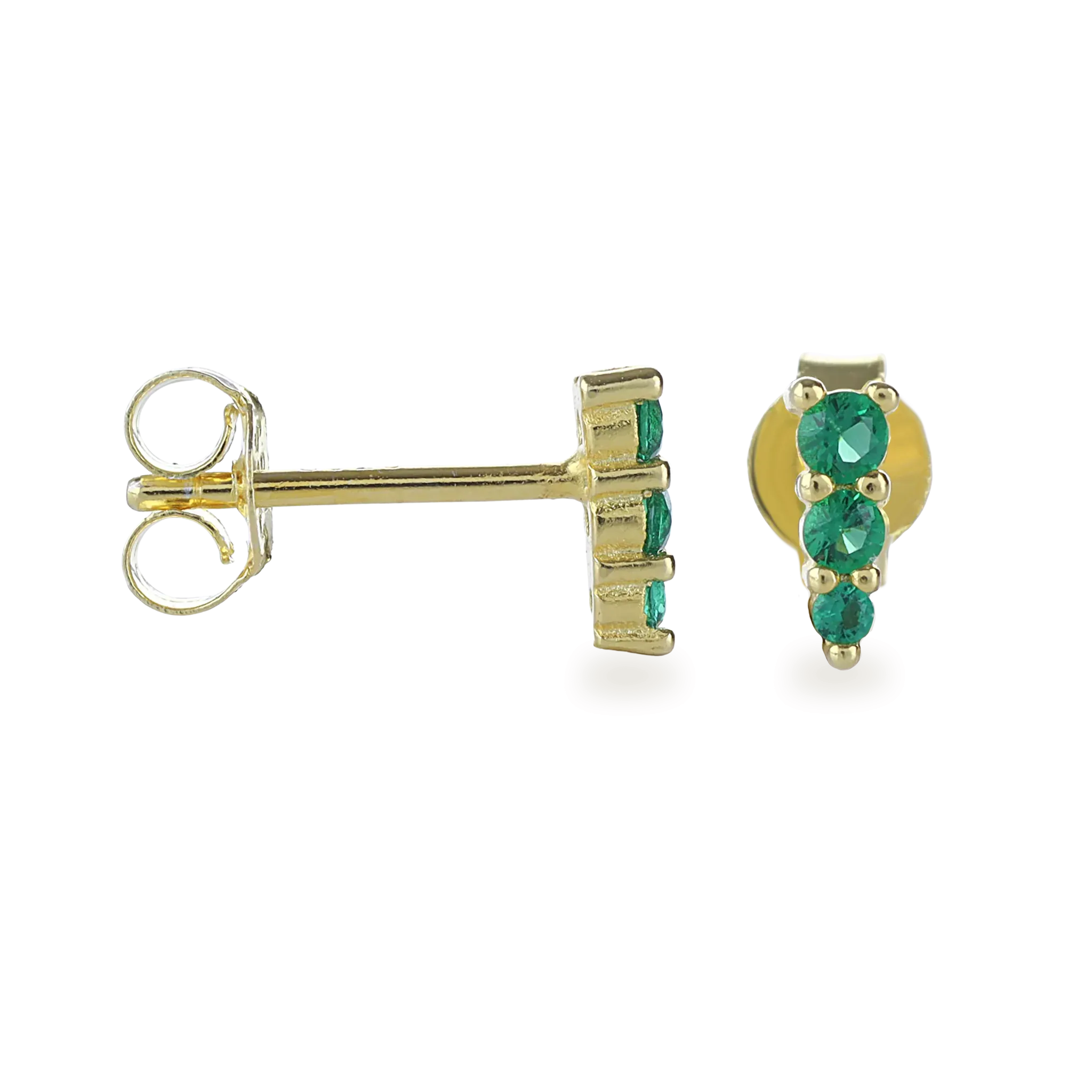 EMERALD PYRAMID STUD EARRING