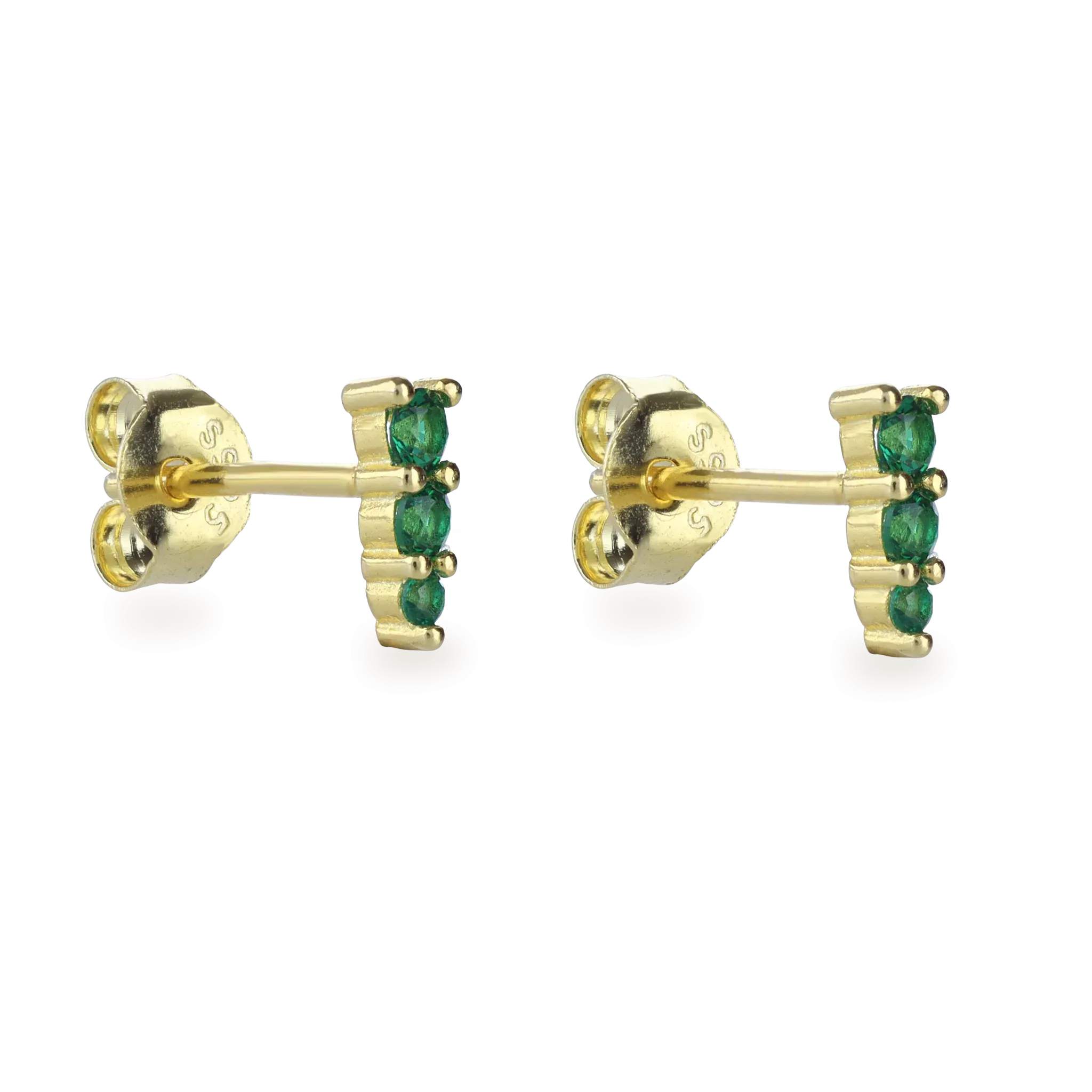 EMERALD PYRAMID STUD EARRING