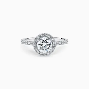 Eternity Halo Diamond 1 ct. Engagement Ring in 18K White Gold, size 7