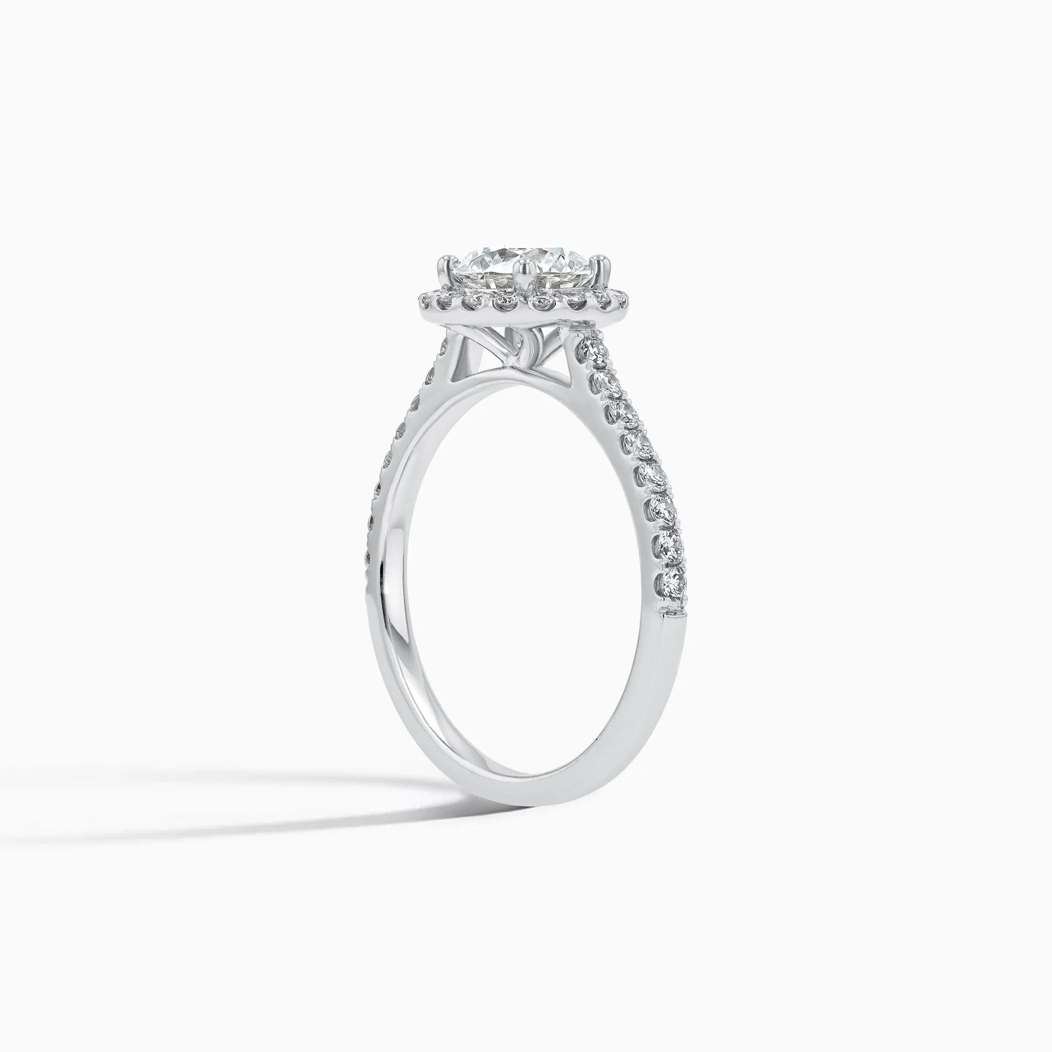 Eternity Halo Diamond 1 ct. Engagement Ring in 18K White Gold, size 7
