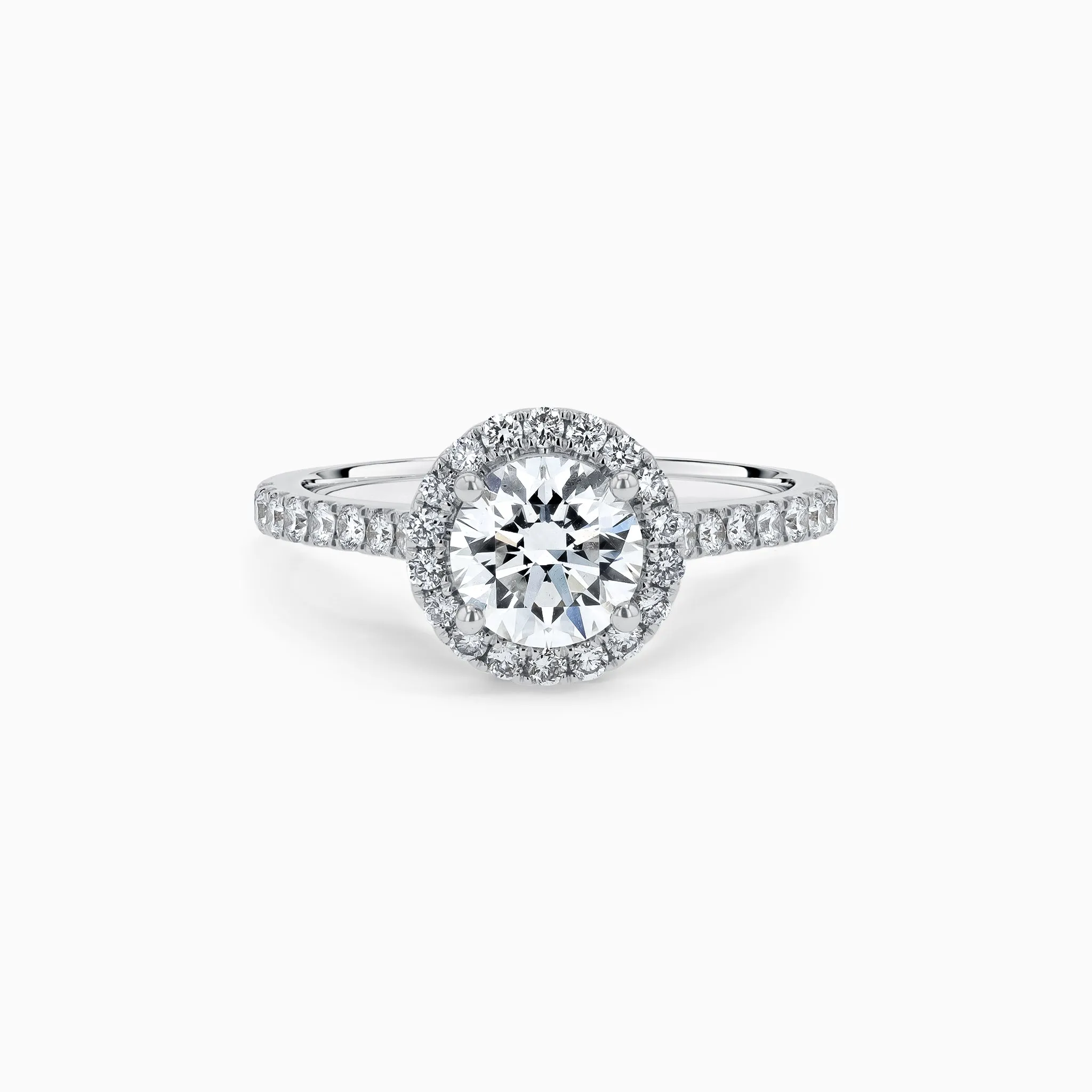 Eternity Halo Diamond 1 ct. Engagement Ring in 18K White Gold, size 7