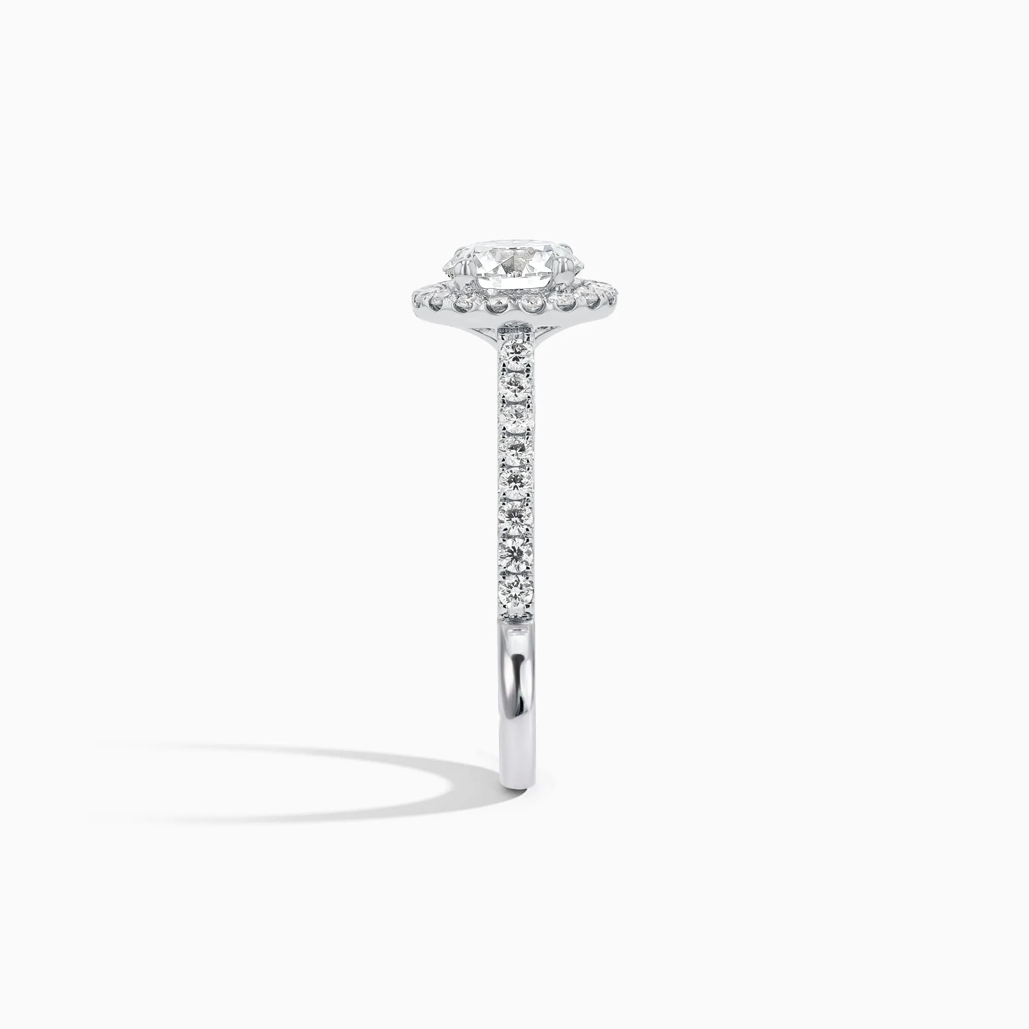Eternity Halo Diamond 1 ct. Engagement Ring in 18K White Gold, size 7