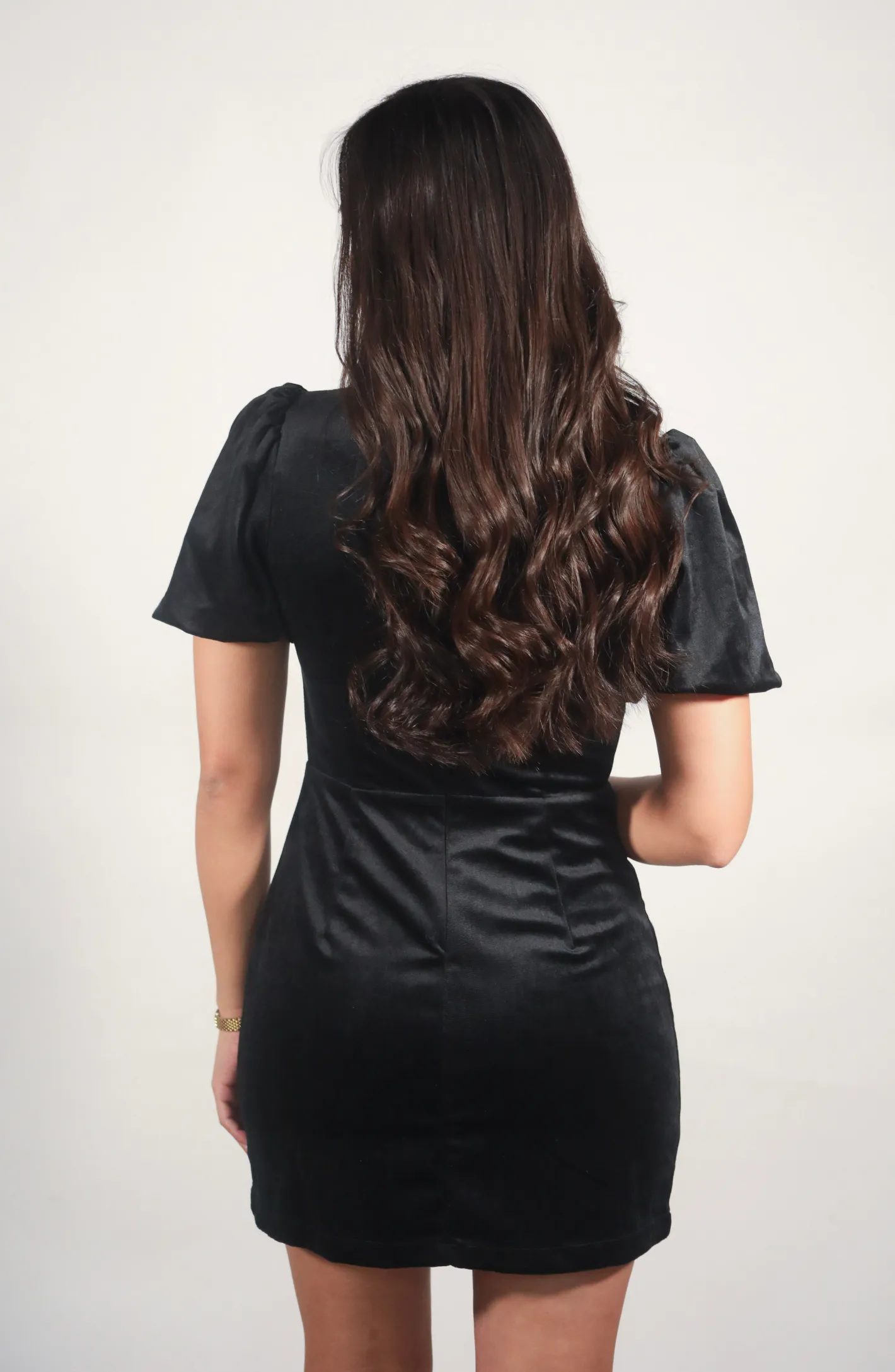 Exclusive Holiday Black Velour Mini Dress
