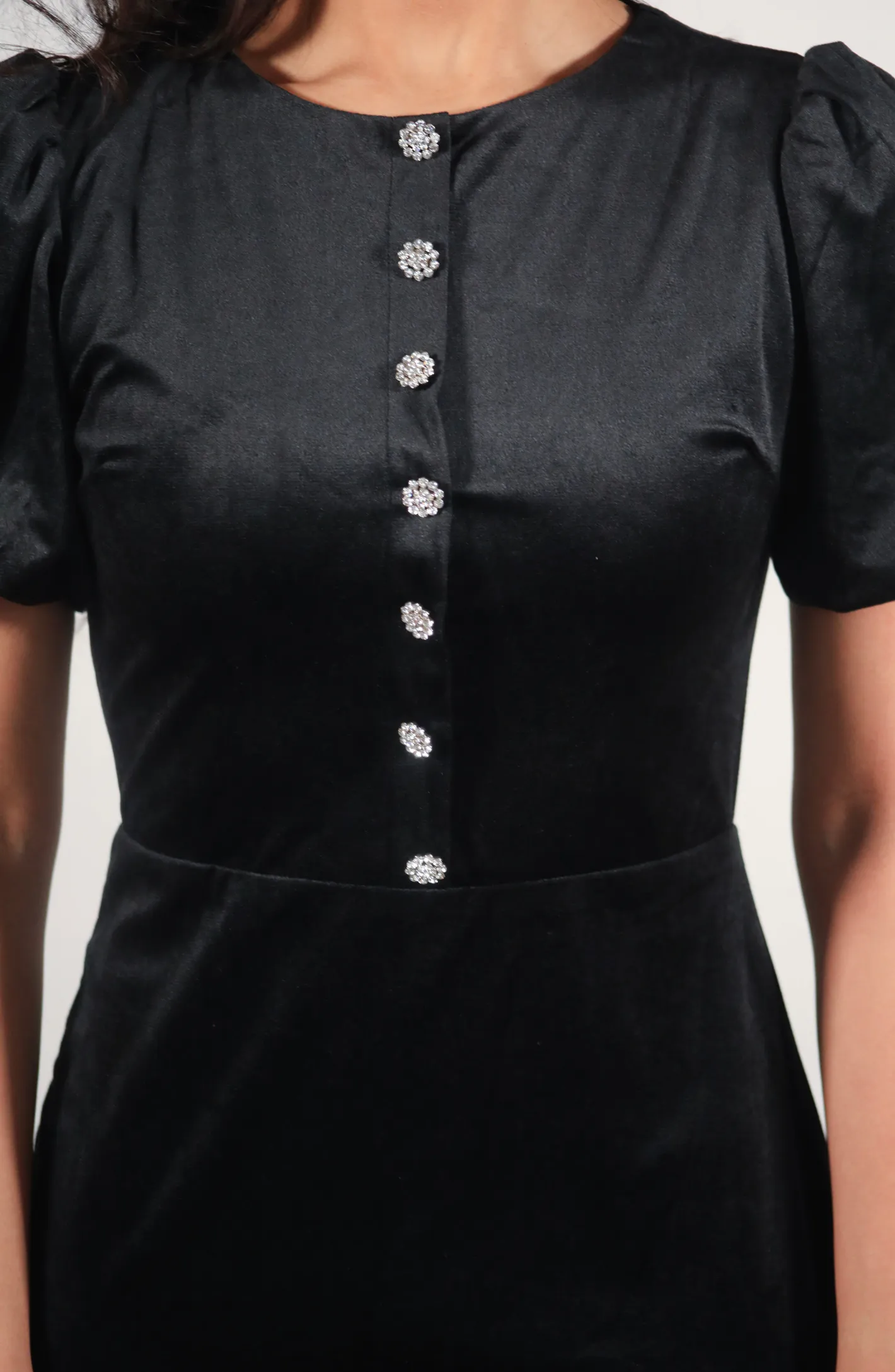 Exclusive Holiday Black Velour Mini Dress