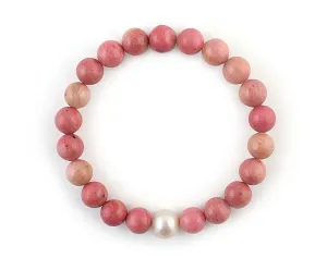 Expensive Pearl and Rhodonite women's bracelet