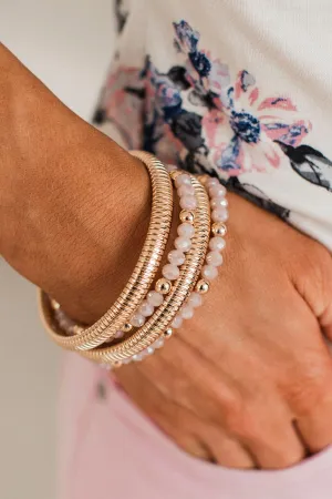 Expensive To Be Me Bracelet Set- Pink & Gold