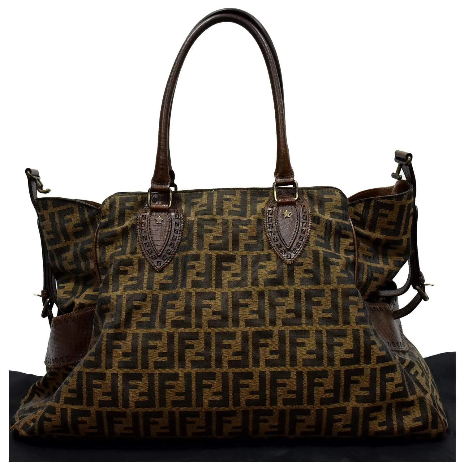 FENDI De Jour Large Zucca Tobacco Canvas Large Tote Bag Brown 8BN158