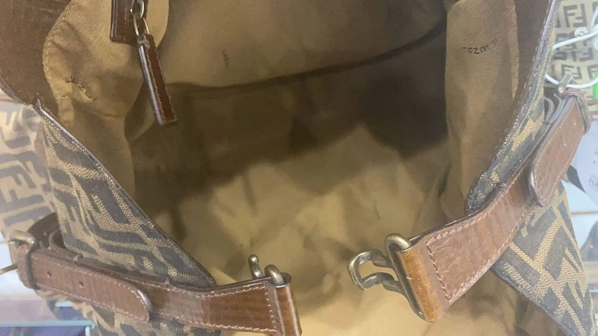 FENDI De Jour Large Zucca Tobacco Canvas Large Tote Bag Brown 8BN158