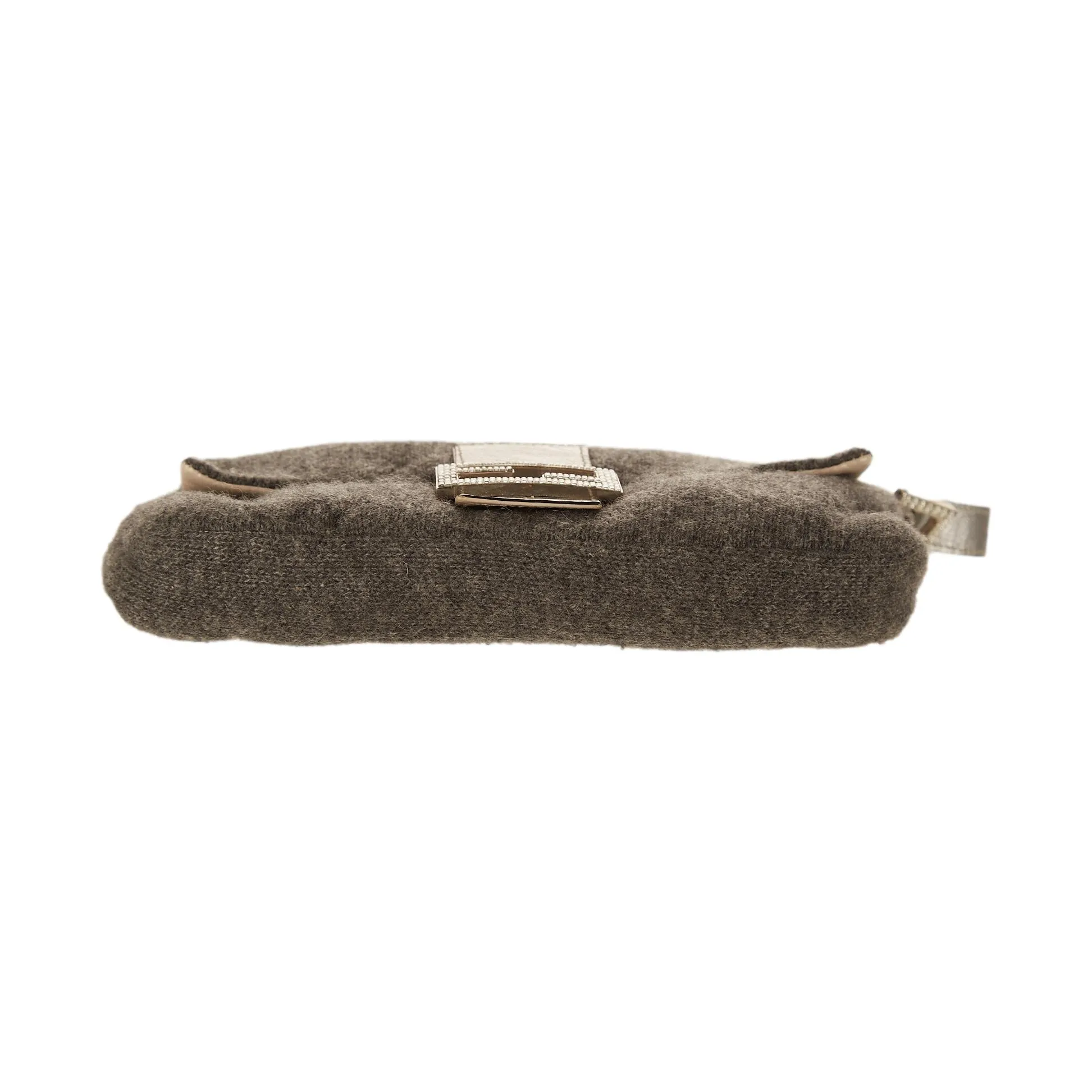 Fendi Grey Wool Rhinestone Baguette