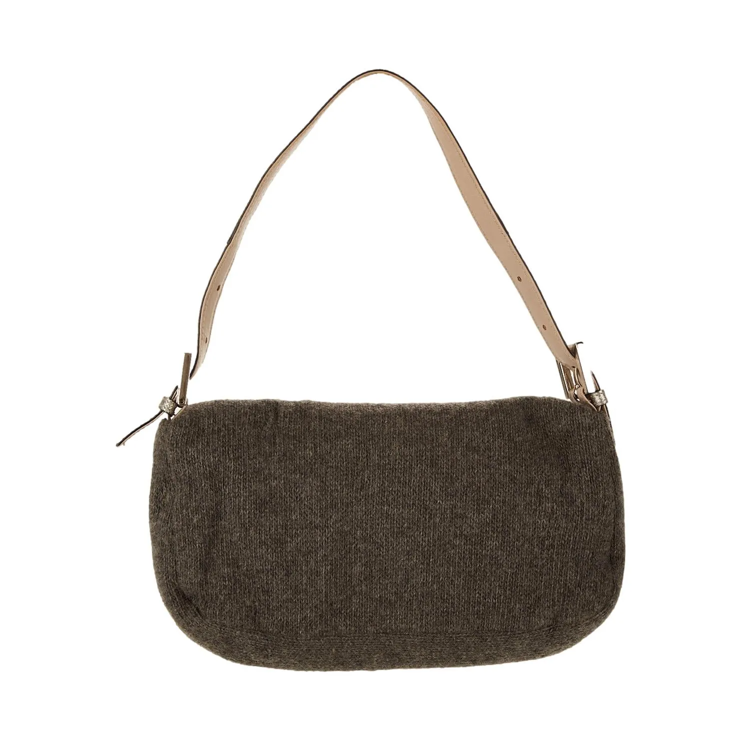 Fendi Grey Wool Rhinestone Baguette
