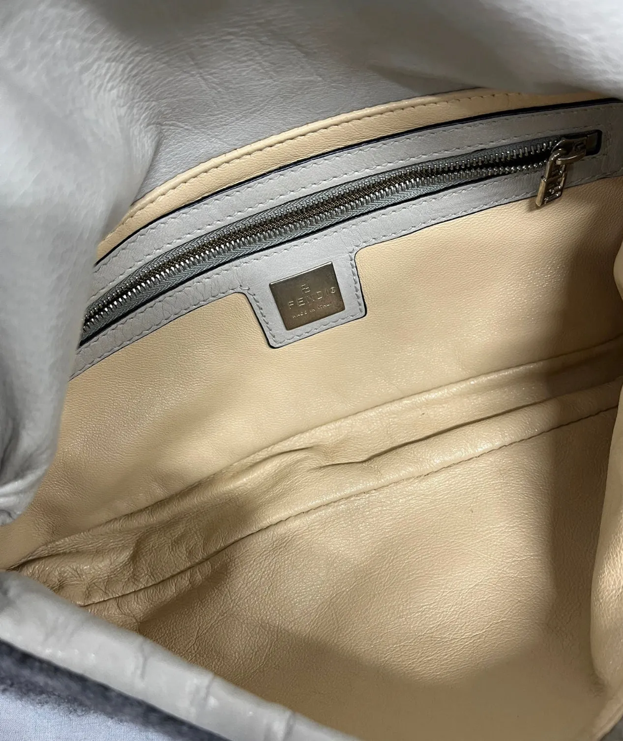 Fendi Grey Wool Rhinestone Baguette
