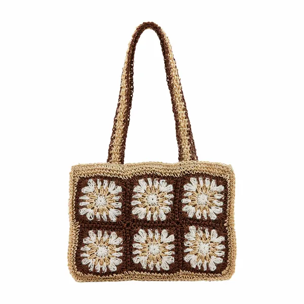 Floral Crochet Mini Tote- Neutral