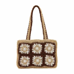 Floral Crochet Mini Tote- Neutral