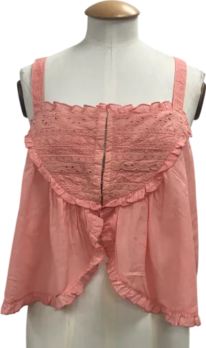 Free People Pink Sweet Sarah Relaxed Square Neck Top UK L