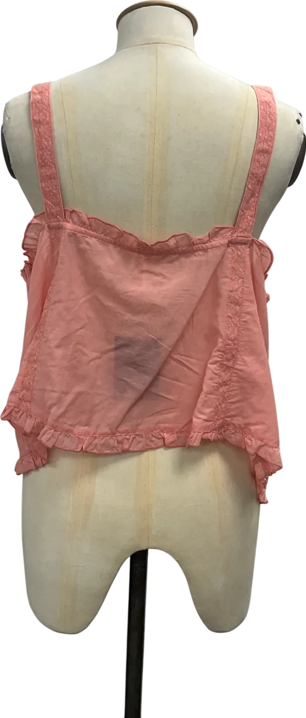 Free People Pink Sweet Sarah Relaxed Square Neck Top UK L