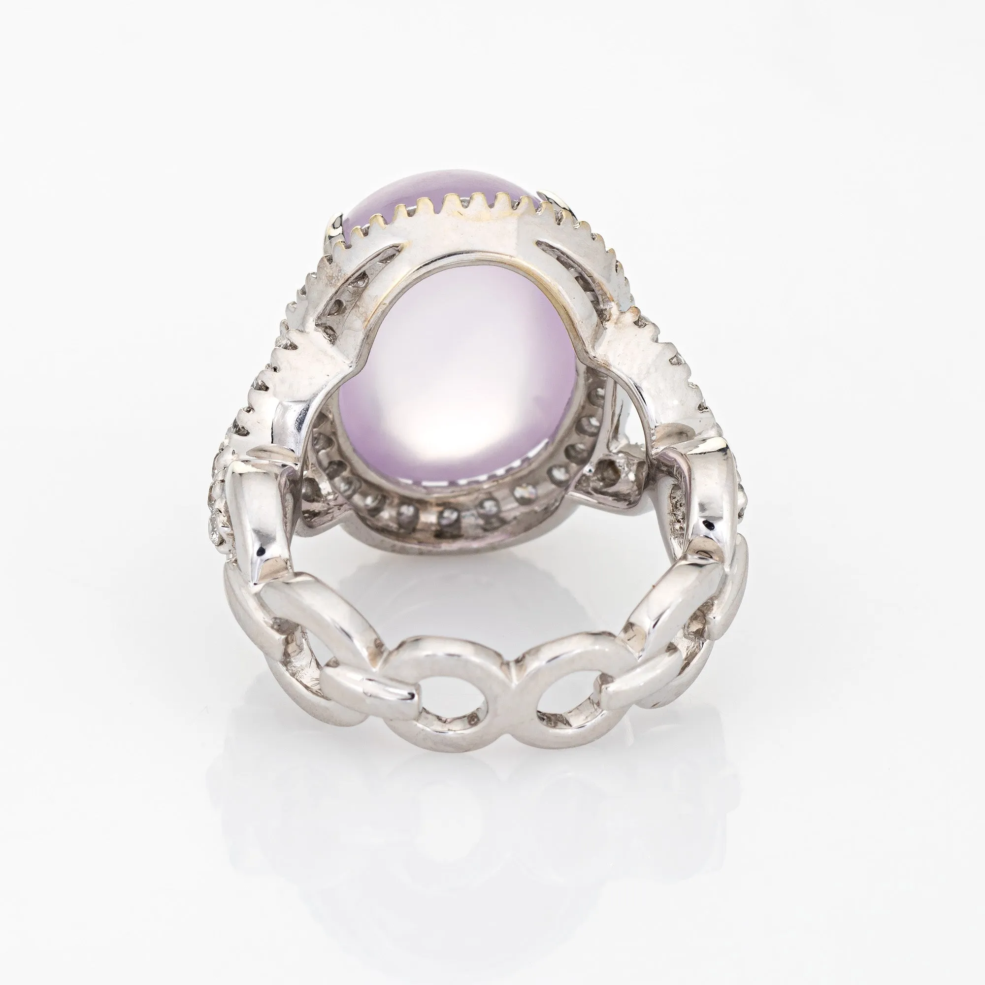 Frosted Rose Quartz Diamond Ring Estate Sz 6 14k White Gold Cocktail Jewelry