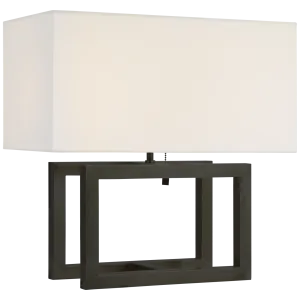Galerie Medium Table Lamp in Bronze with Linen Shade